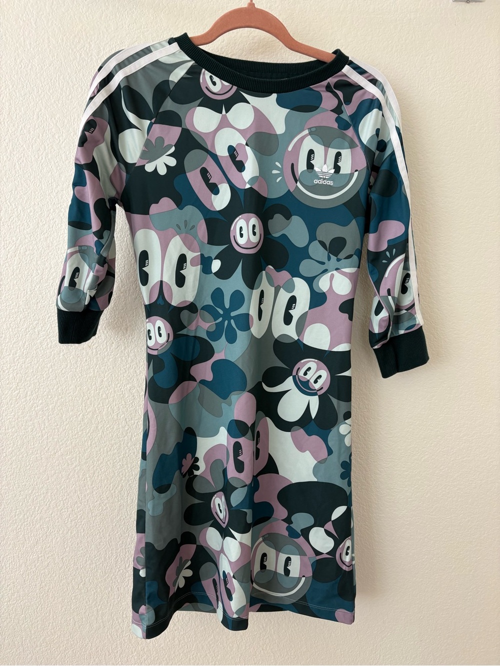 Adidas x Hattie Stewart Daisy Smiley Camo Cartoon Mini Dress